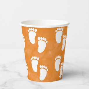 Herfst Waterverf Baby shower voetafdrukpatroon Papieren Bekers