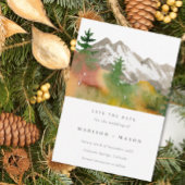 Herfst Waterverf Bergen Pijnbomen Foto Save The Date