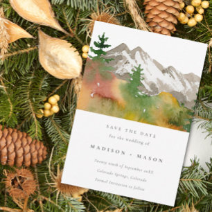 Herfst Waterverf Bergen Pijnbomen Save the Date