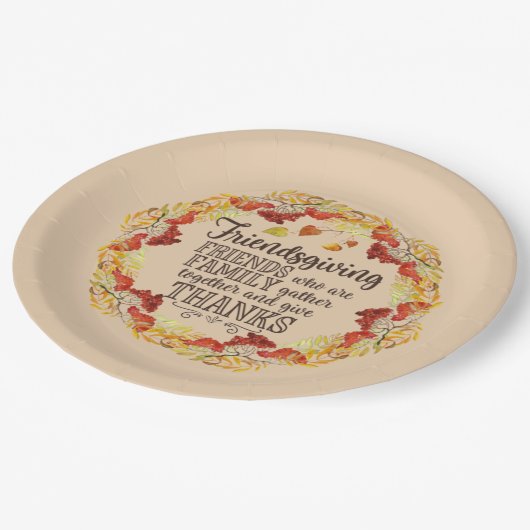 Herfst Waterverf Berry verliet vriendschap Papieren Bordje (Gekanteld)