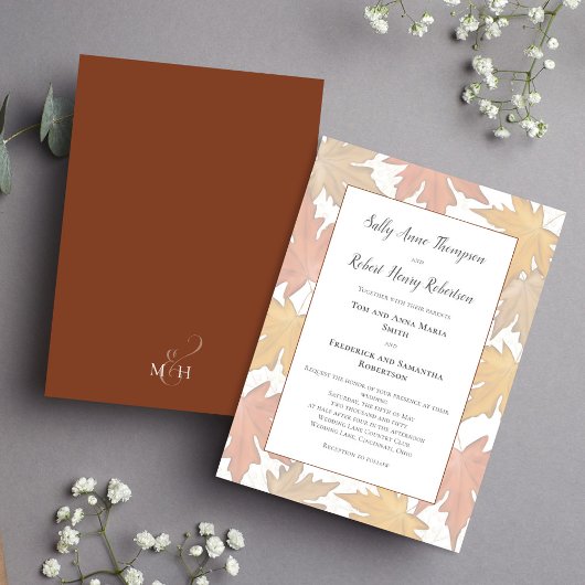 Herfst Waterverf Blad Bruiloft Custom Kaart