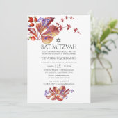 Herfst - Waterverf Bladeren Bat Mitzvah Kaart (Staand voorkant)