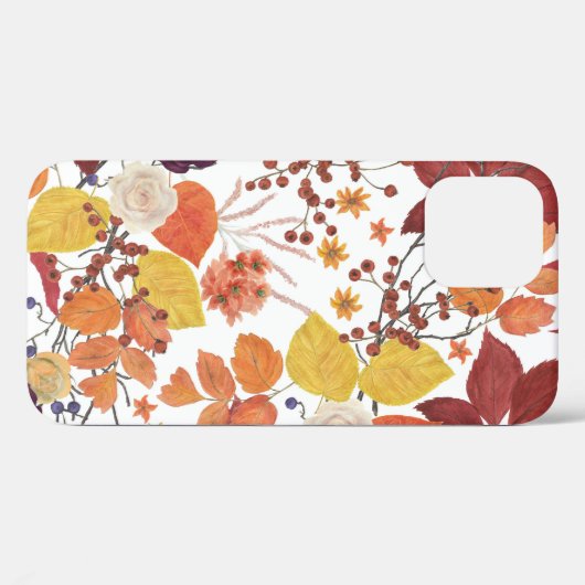 Herfst Waterverf Bladeren en Rozen Case-Mate iPhone Case (Achterkant (horizontaal))