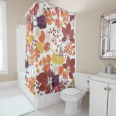 Herfst Waterverf Bladeren en Rozen Douchegordijn (In situ)