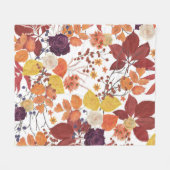 Herfst Waterverf Bladeren en Rozen Fleece Deken (Voorkant (Horizontaal))
