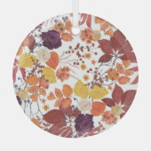 Herfst Waterverf Bladeren en Rozen Glas Ornament (Voorkant)