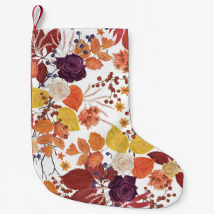 Herfst Waterverf Bladeren en Rozen Kleine Kerstsok