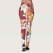 Herfst Waterverf Bladeren en Rozen Leggings (Achterkant)