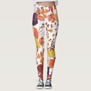 Herfst Waterverf Bladeren en Rozen Leggings