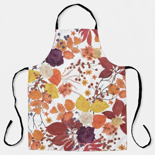 Herfst Waterverf Bladeren en Rozen Schort (Voorkant)