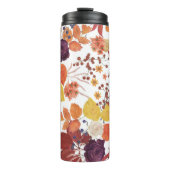 Herfst Waterverf Bladeren en Rozen Thermosbeker (Voorkant)