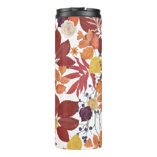 Herfst Waterverf Bladeren en Rozen Thermosbeker (Achterkant)