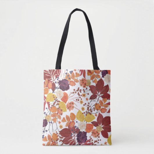 Herfst Waterverf Bladeren en Rozen Tote Bag (Voorkant)