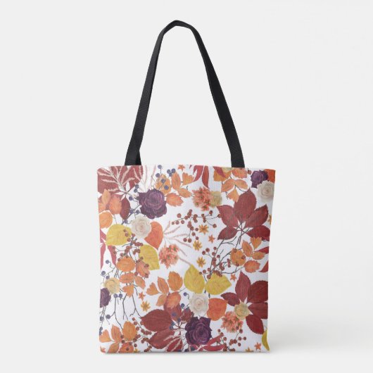 Herfst Waterverf Bladeren en Rozen Tote Bag (Achterkant)