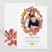 Herfst - Waterverf Bladeren Foto Bruiloft Save The Date (Voorkant / Achterkant)