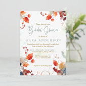 Herfst Waterverf Bloemen Bruids Douche Uitnodiging (Staand voorkant)