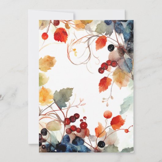 Herfst Waterverf Bloemen Bruids Douche Uitnodiging (Achterkant)