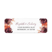 Herfst Waterverf Bloemen bruiloft retour adres Etiket (Voorkant)