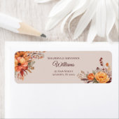 Herfst Waterverf Bloemen Bruiloft Retouradres Etiket (Insitu)