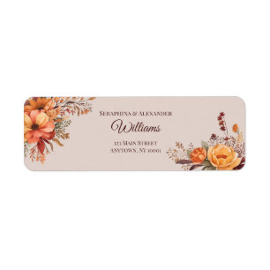 Herfst Waterverf Bloemen Bruiloft Retouradres Etiket