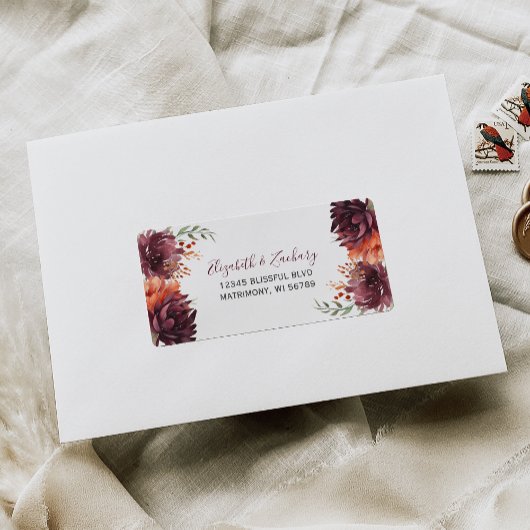 Herfst Waterverf Bloemen bruiloft RSVP Adres Etiket