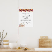Herfst Waterverf Bloemen bruiloft Unplugged Poster (Keuken)