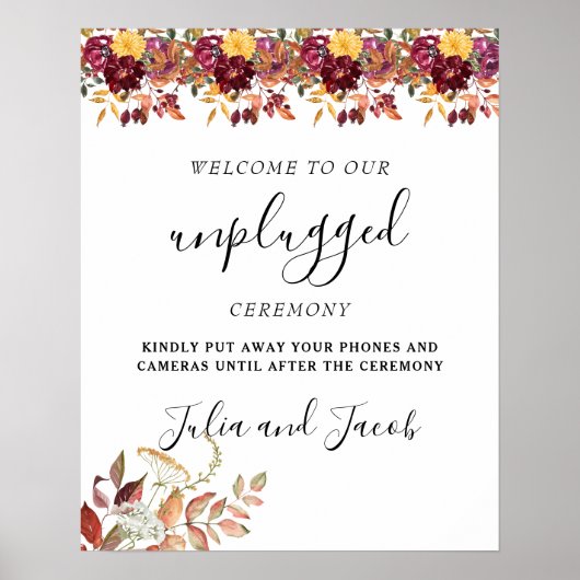 Herfst Waterverf Bloemen bruiloft Unplugged Poster (Voorkant)
