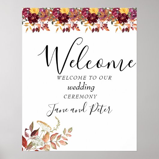 Herfst Waterverf Bloemen bruiloft Unplugged Poster (Voorkant)