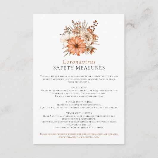 Herfst Waterverf Bloemen Coronavirus Safety Enclo Informatiekaartje (Voorkant)