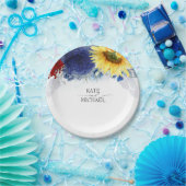 Herfst Waterverf Bloemen Elegante bruiloft Papieren Bordje (Feest)