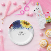 Herfst Waterverf Bloemen Elegante bruiloft Papieren Bordje (Feest)