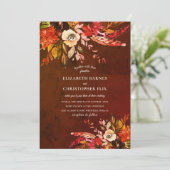 Herfst Waterverf Bloemen Gemarmerd Bruin Huwelijk Kaart (Staand voorkant)