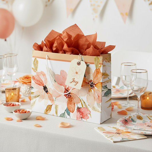Herfst waterverf bloemen groot cadeauzakje