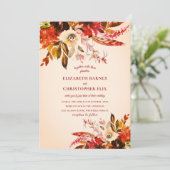 Herfst Waterverf Bloemen Ivoor Blush bruiloft Kaart (Staand voorkant)