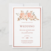 Herfst Waterverf Bloemen Koper Bruiloft Kaart (Voorkant)