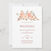 Herfst Waterverf Bloemen Koper Ivoor Bruiloft Kaart (Voorkant)
