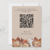 Herfst Waterverf Bloemen op Beige QR Code Bruiloft Kaart (Achterkant)
