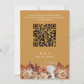 Herfst Waterverf Bloemen op Gouden QR Code Bruilof Kaart (Achterkant)