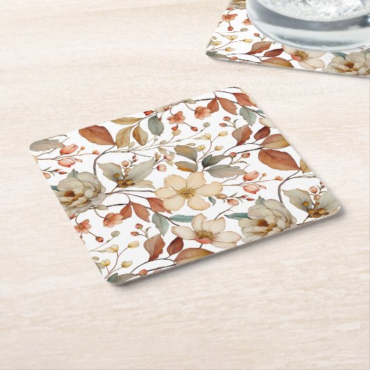 Herfst Waterverf Bloemen Rustiek Onderzetter (Schuin)