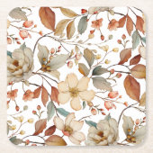 Herfst Waterverf Bloemen Rustiek Onderzetter (Voorkant)