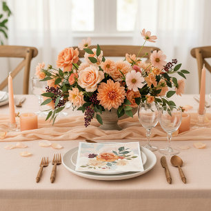 Herfst waterverf bloemen servet