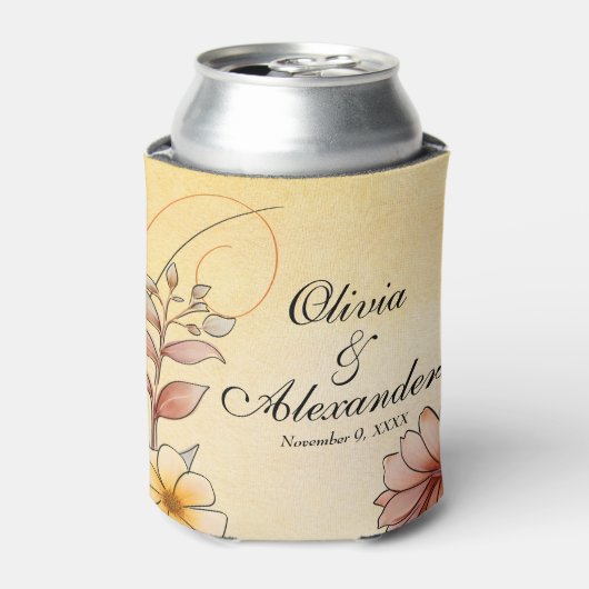 Herfst Waterverf Bloemen Terracotta bruiloft gunst Blikjeskoeler (Blikje Voorkant)