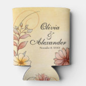 Herfst Waterverf Bloemen Terracotta bruiloft gunst Blikjeskoeler (Achterkant)