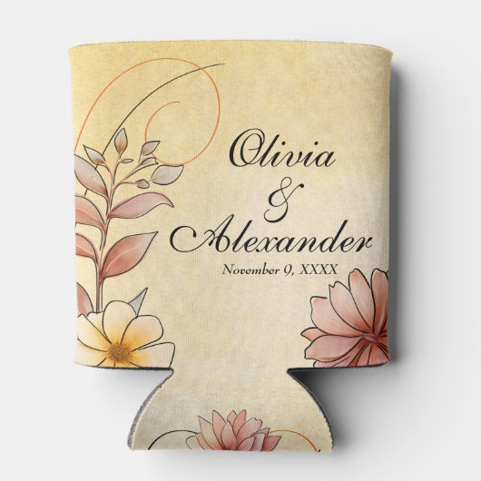 Herfst Waterverf Bloemen Terracotta bruiloft gunst Blikjeskoeler (Achterkant)