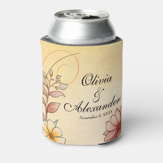 Herfst Waterverf Bloemen Terracotta bruiloft gunst Blikjeskoeler (Blikje Achterkant)