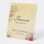 Herfst Waterverf Bloemen Terracotta bruiloft gunst Reclamebord Met Voetstuk (Voorkant)