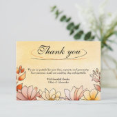 Herfst Waterverf Bloemen Terracotta Gele bruiloft Bedankkaart (Staand voorkant)