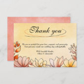 Herfst Waterverf Bloemen Terracotta Gele bruiloft Bedankkaart (Voorkant / Achterkant)