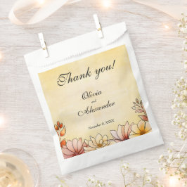 Herfst Waterverf Bloemen Terracotta Gele bruiloft Bedankzakje
