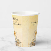 Herfst Waterverf Bloemen Terracotta Gele bruiloft Papieren Bekers (Links)